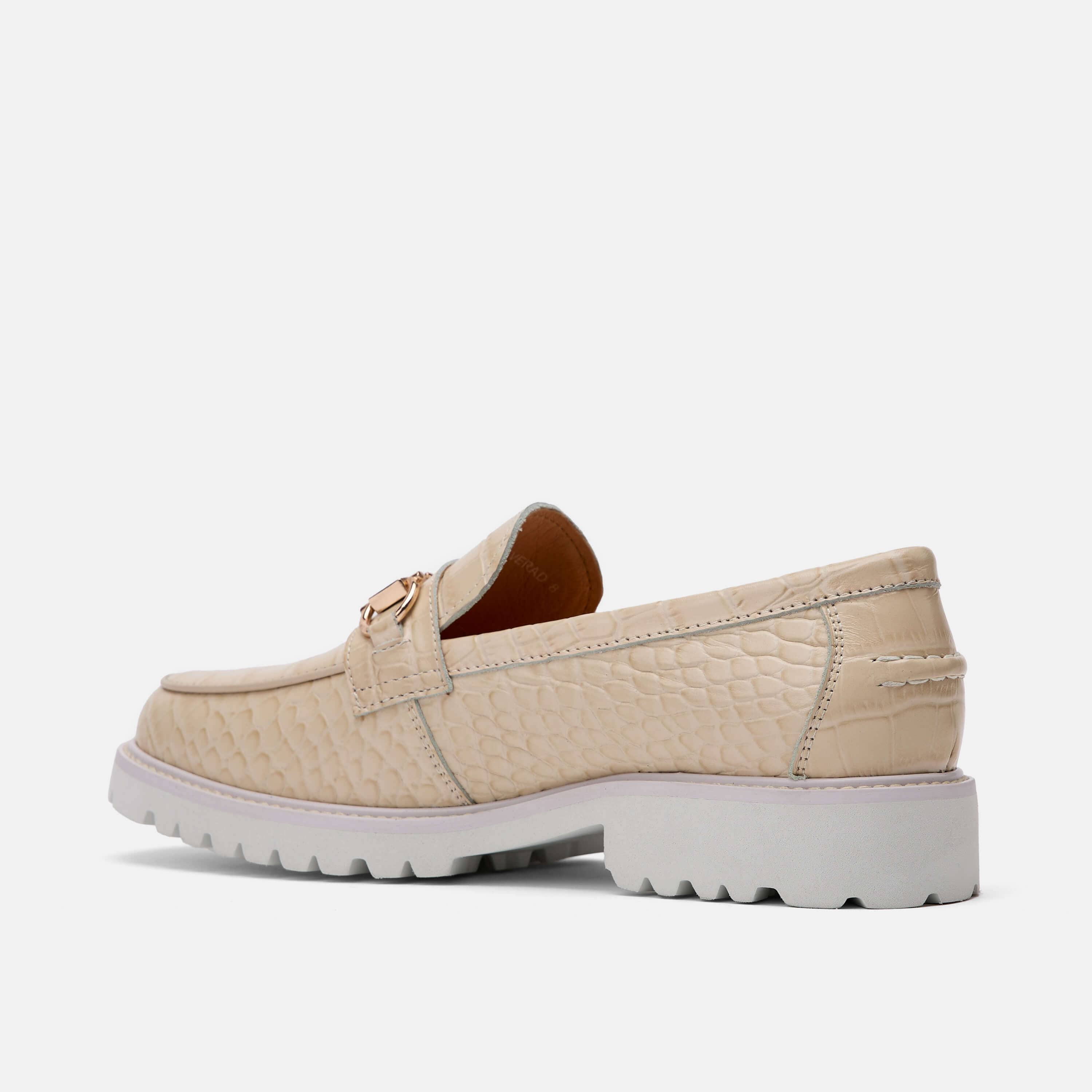womens beige leather bit loafers