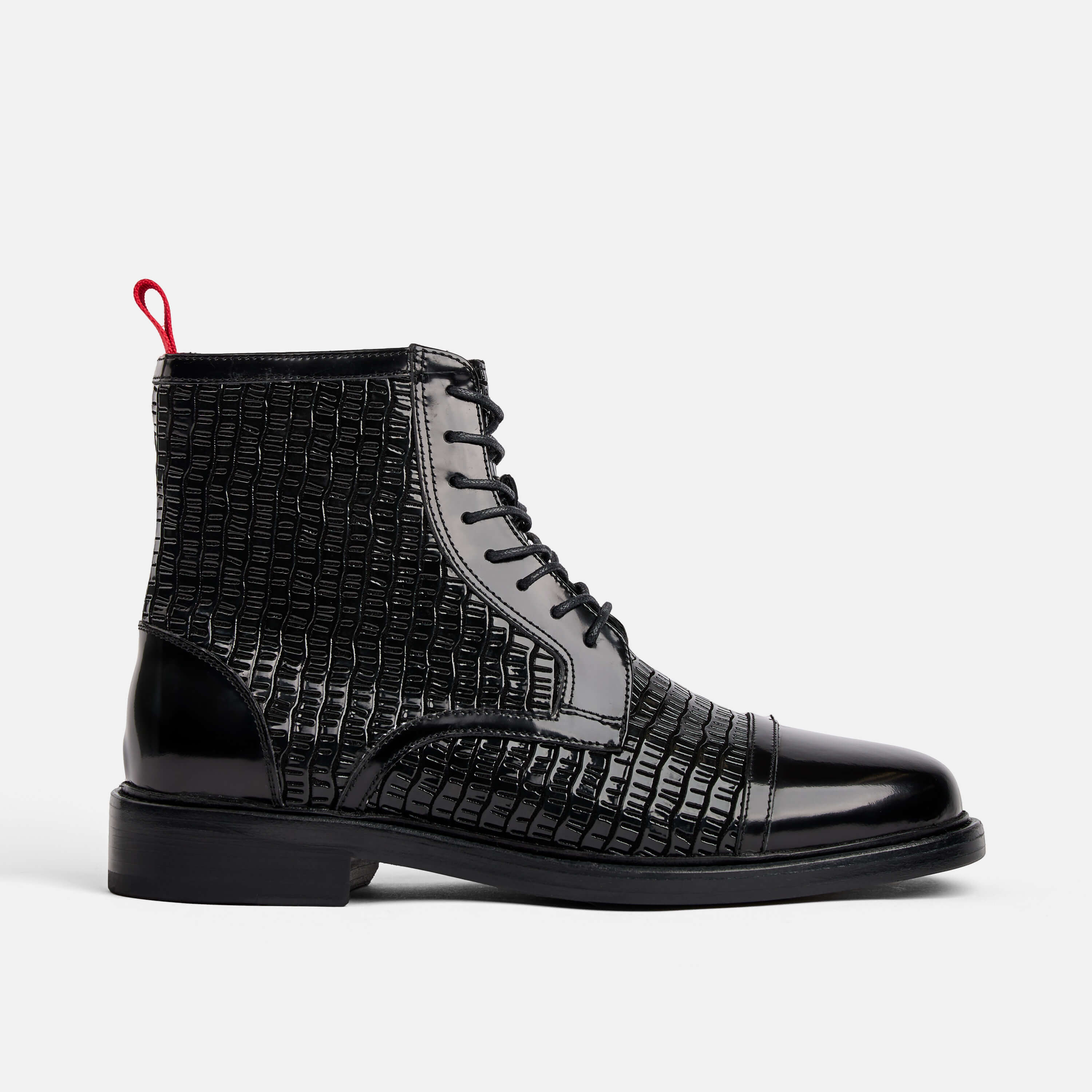 Black Patent Leather Cap Toe Boots