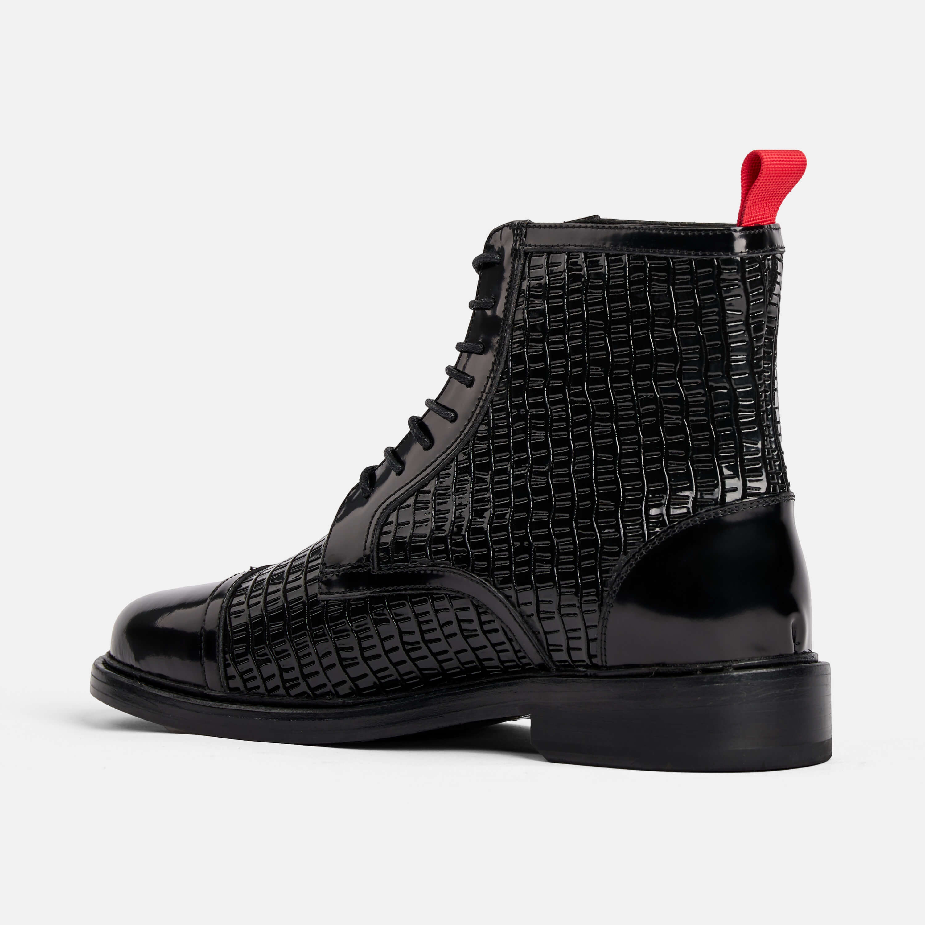 Black Patent Leather Cap Toe Boots