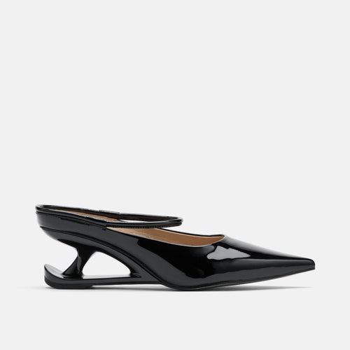Sophia Black Leather Strap Pumps