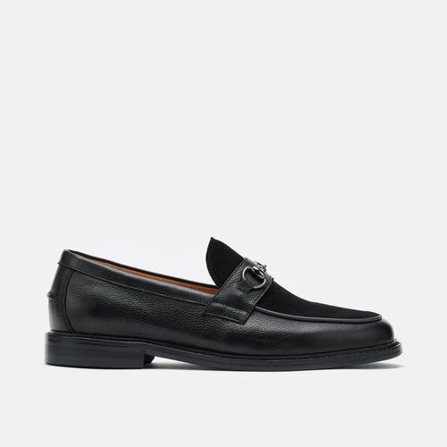 Boardwalk Black Pebble Leather Horse-Bit Loafers