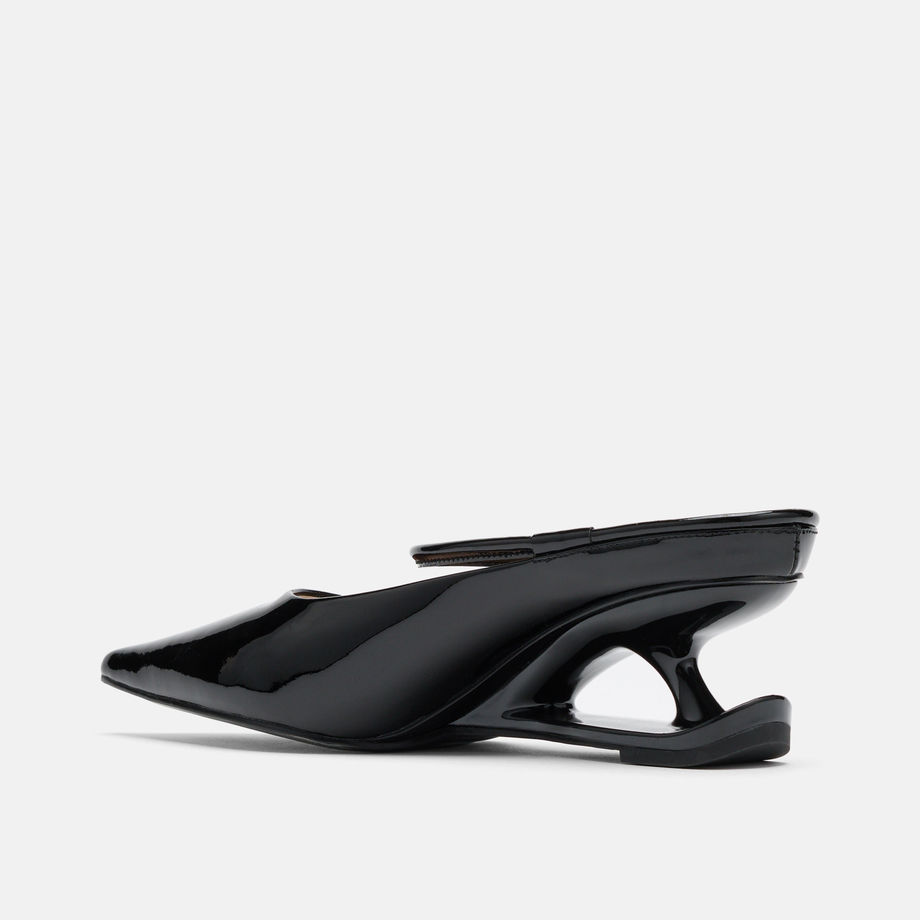 Sophia Black Leather Strap Pumps