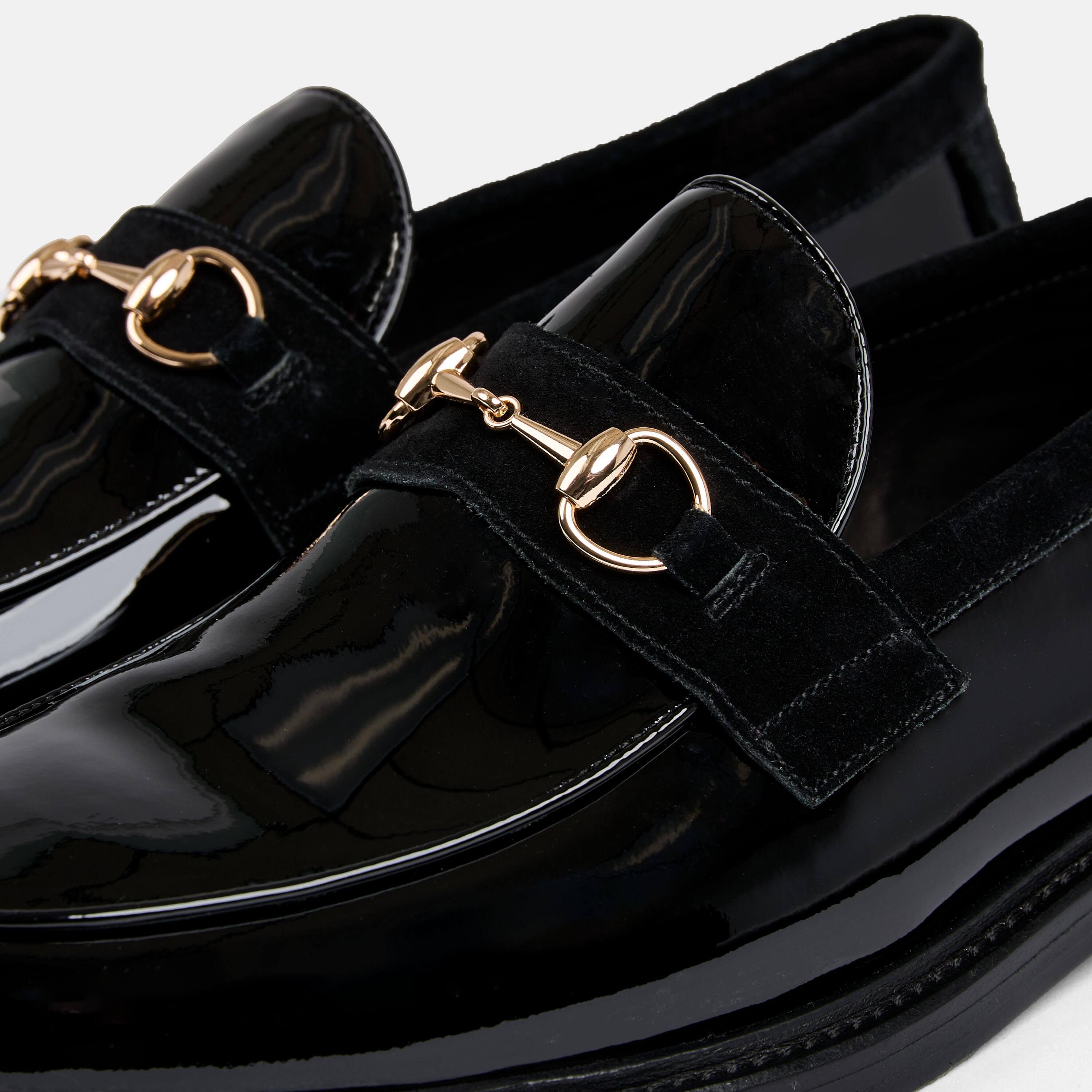 Boardwalk Black Patent Leather Bit Loafers