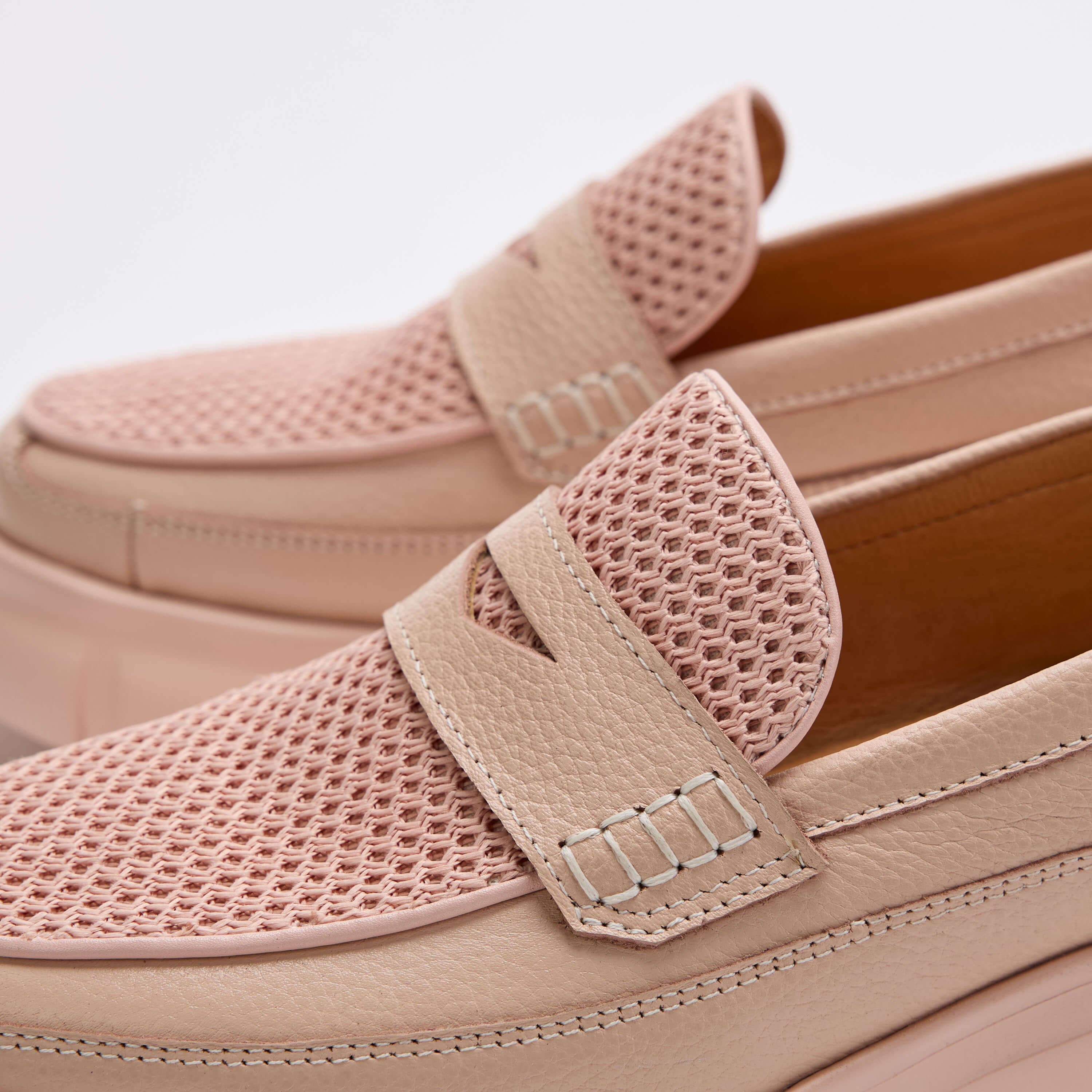 Womens blush lug penny loafers
