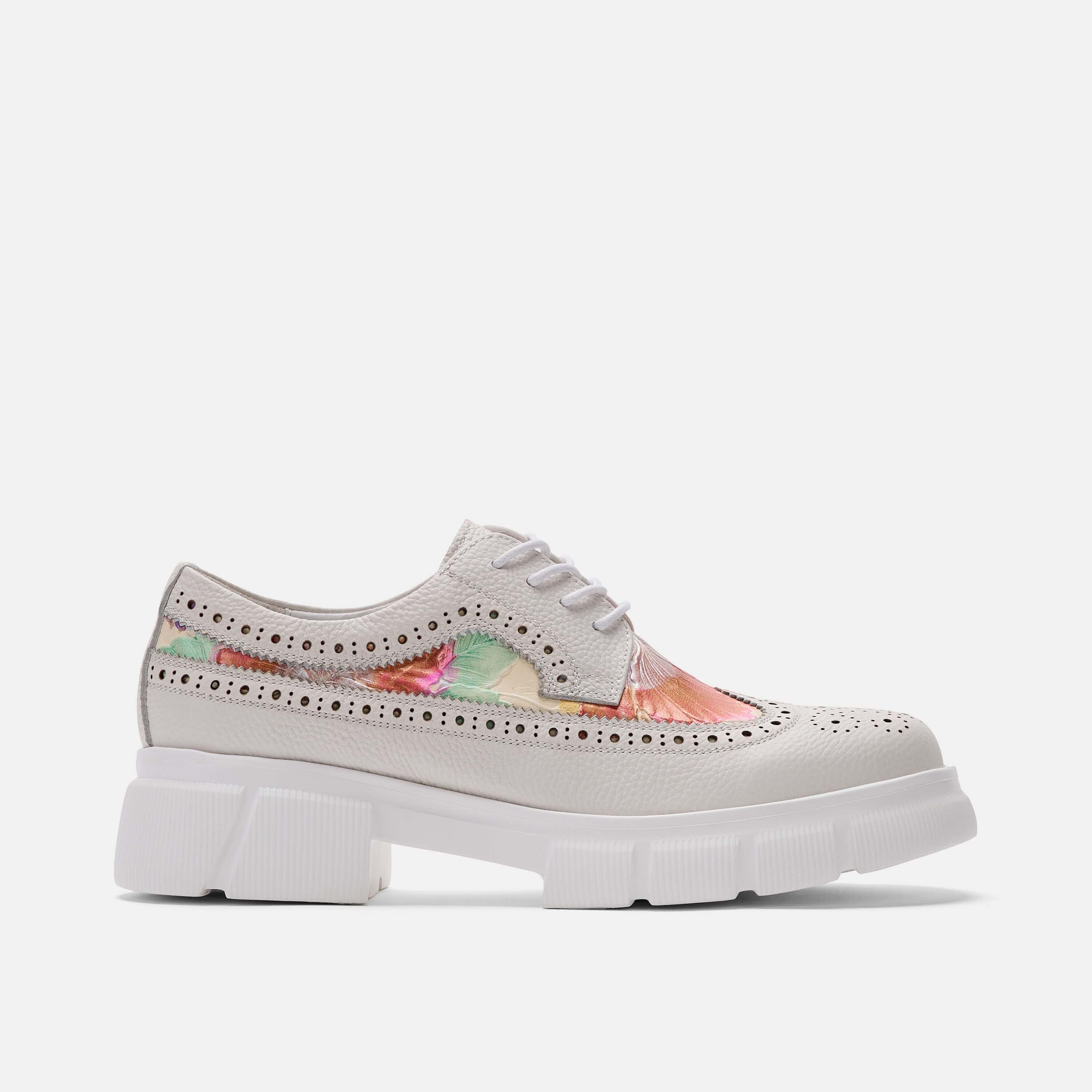 Women Cream/Floral Lug Dress Shoes