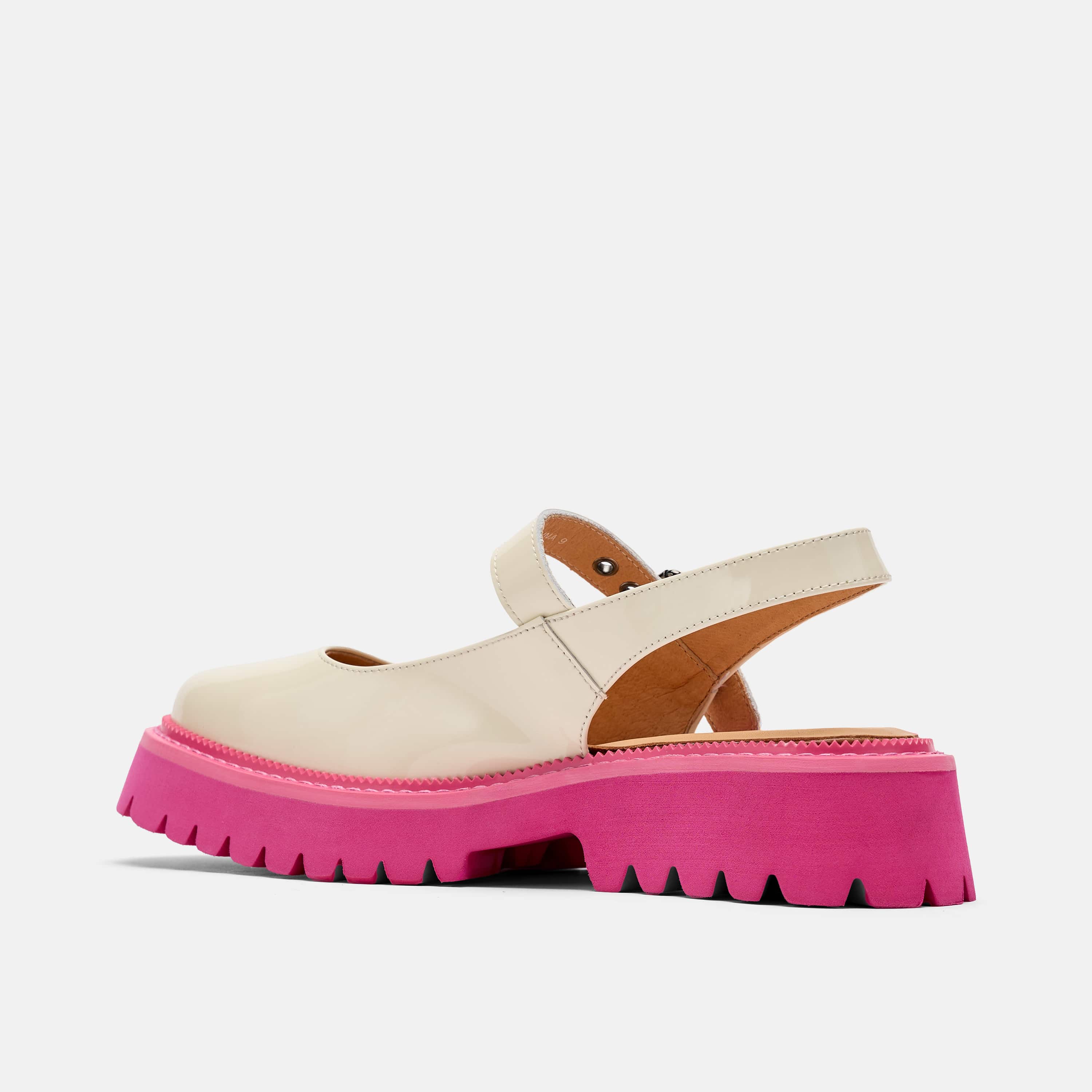 Ms. Luna Cream/Pink Leather Lug Sole Mary Jane