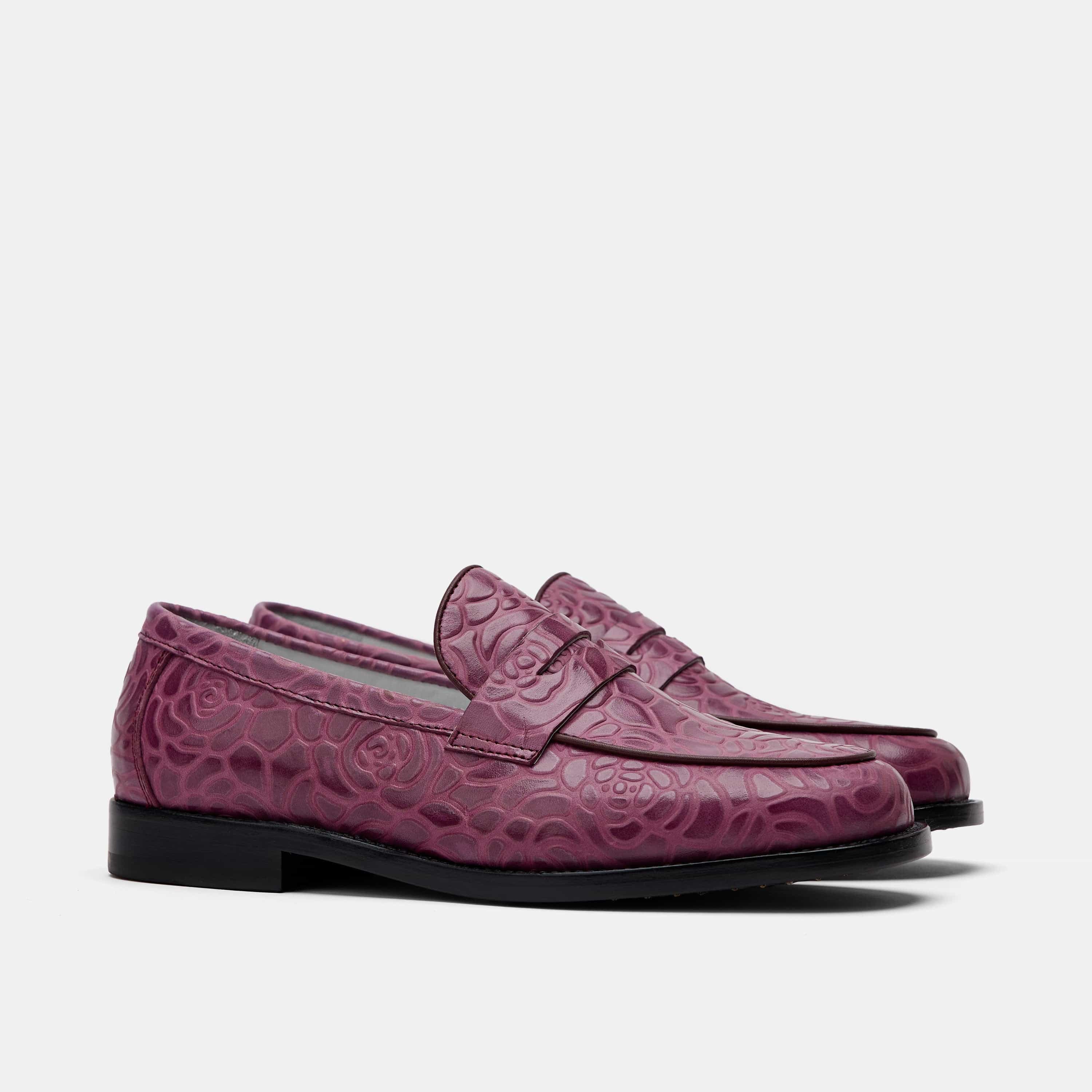 Women Purple Floral Penny Loafer