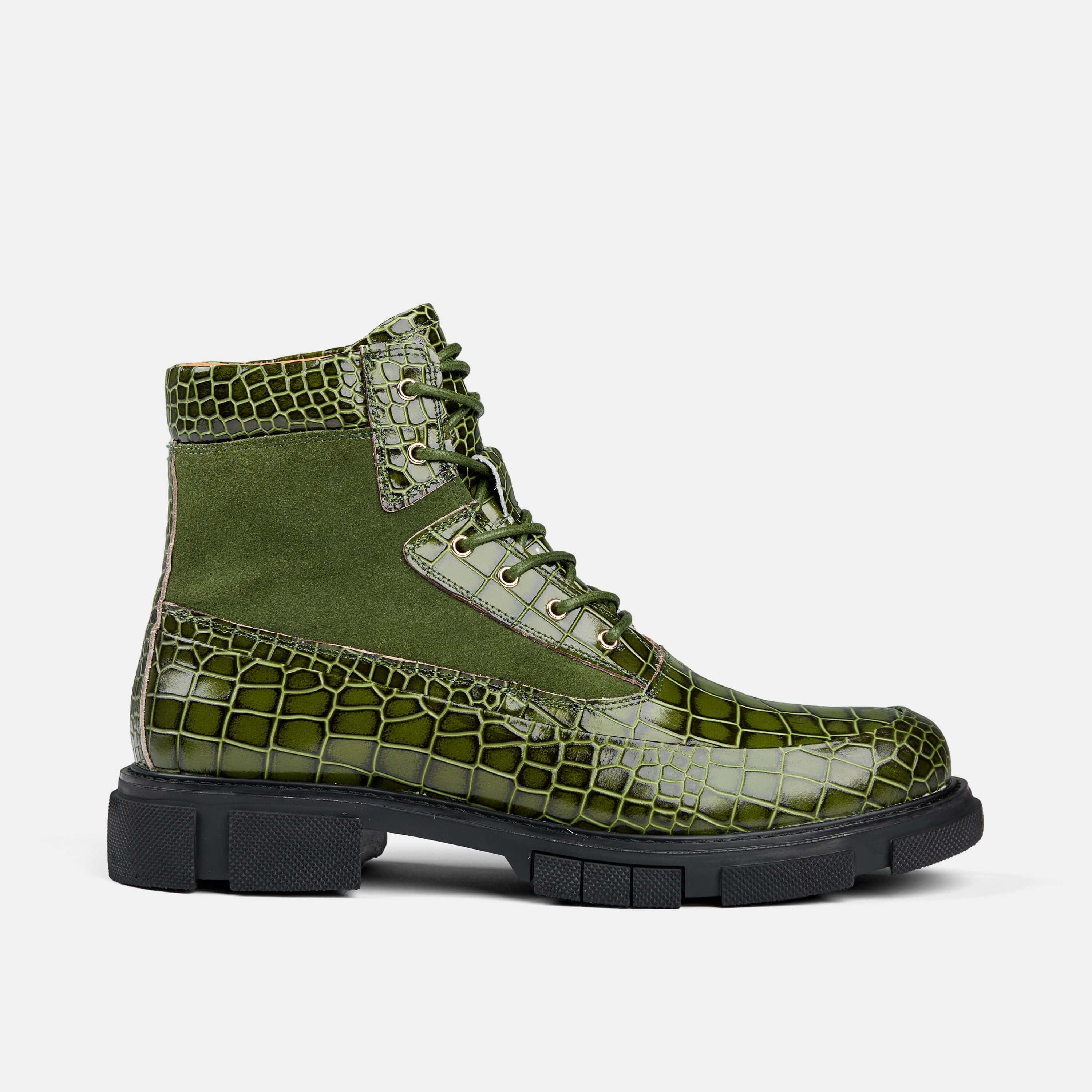 Otis Green Croc Combat Boots