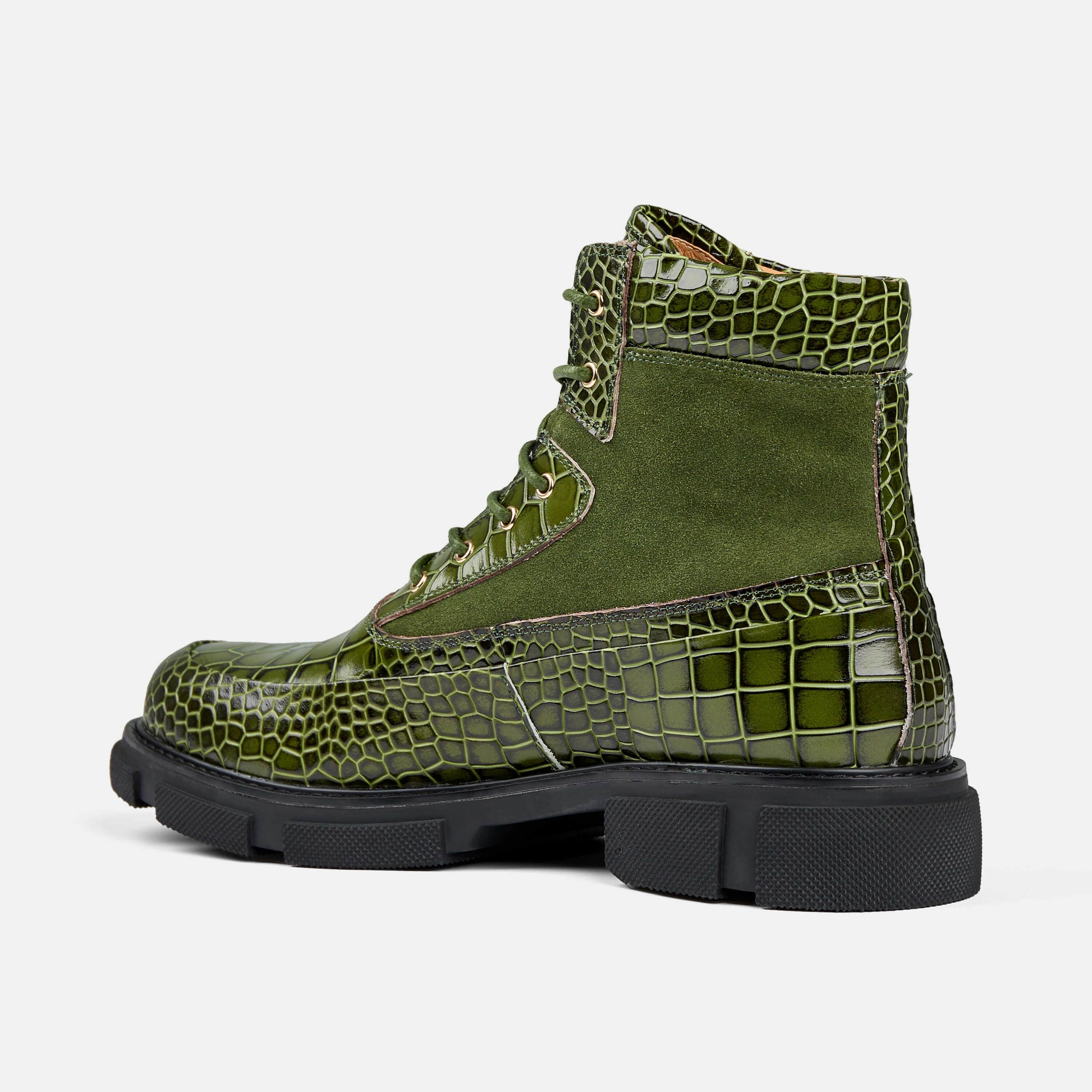 Otis Green Croc Combat Boots