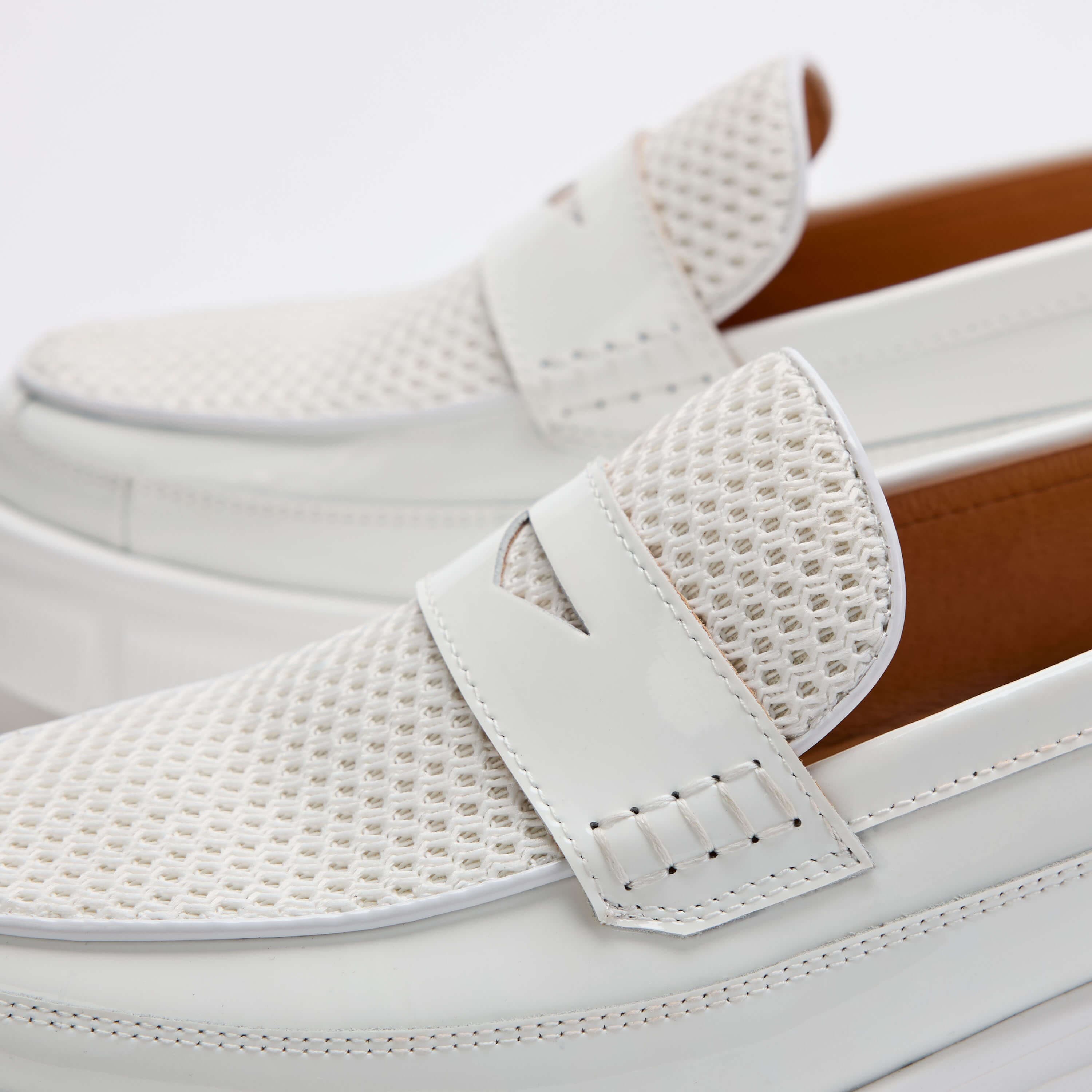 womens white lug penny loafers