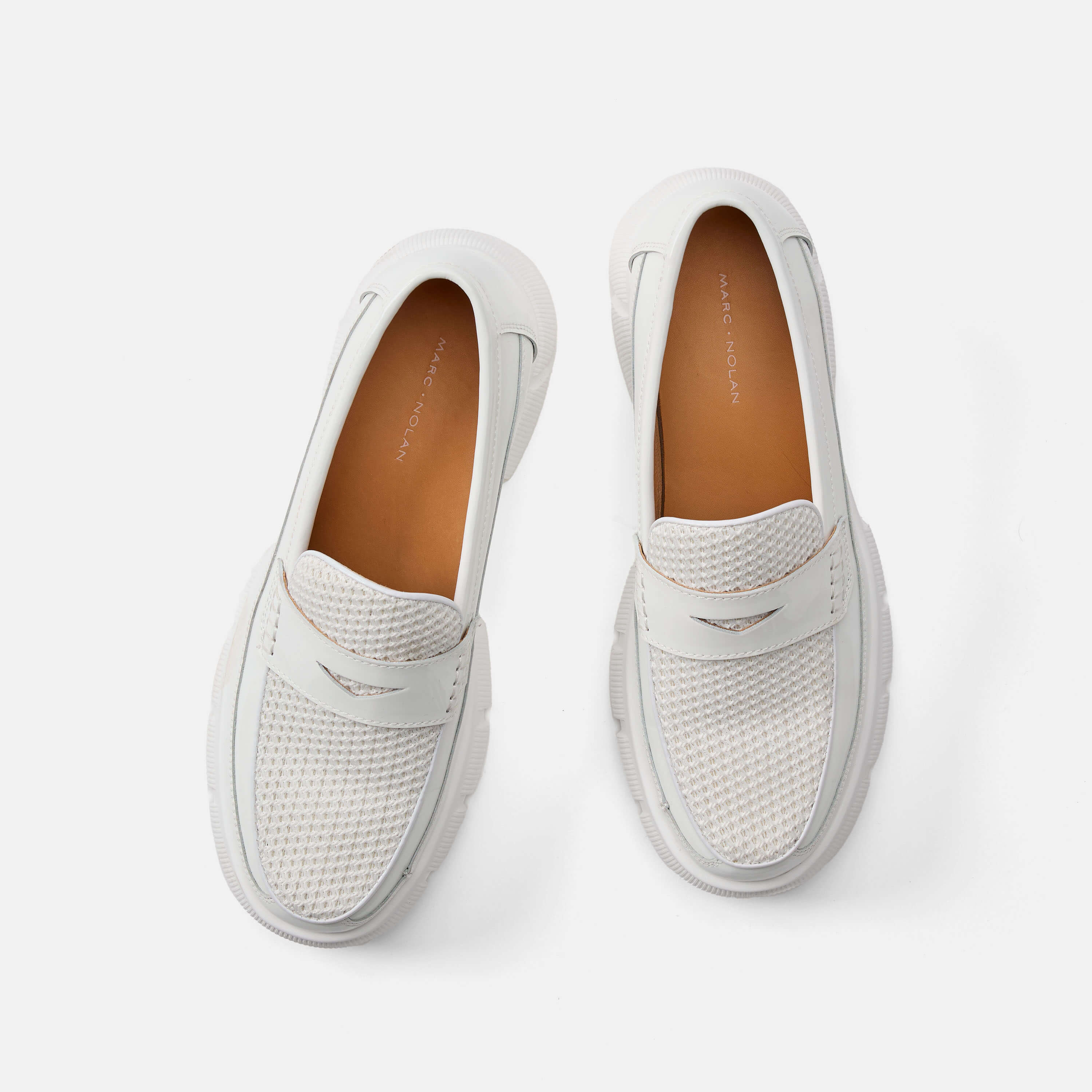 womens white lug penny loafers